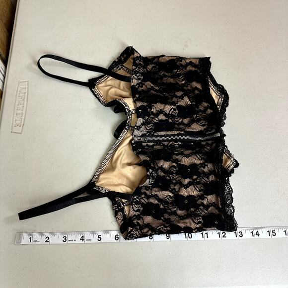 Women's Black Lace Bustier Corset Crop Top Bralette Fairy Grunge Whimsigoth S - Picture 8 of 9